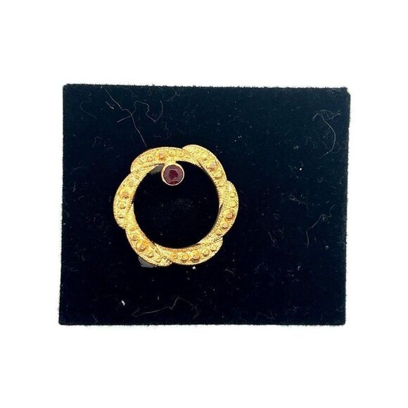 Faux Garnet (?) Brooch - Picture 1 of 3
